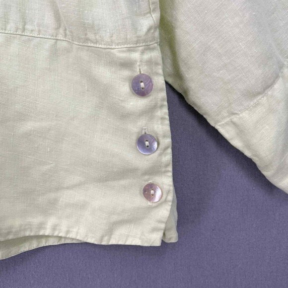 BRYN WALKER Linen Artist Shirt Womens Medium Light Lime Green Boat Neck Resort - Picture 6 of 15